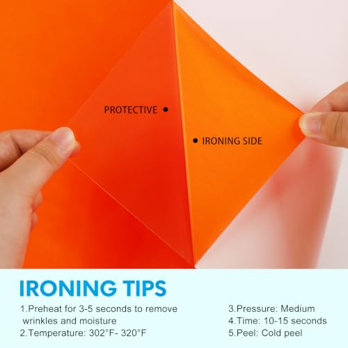 Image of Neon Orange HTV Iron on Vinyl 12Inch by 12ft Roll HTV Heat Transfer Vinyl for T-Shirt HTV Vinyl Rolls for All Cutter Machine - Easy to Cut & Weed for Heat Vinyl Design (Neon Orange, 12ft)