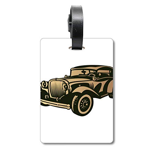 Étiquette de valise motif voiture noir pour bagage cabine et voyage en avion