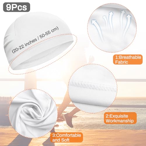 Image of 9 Pcs Skull Cap, Sweat Wicking Cooling Helmet Liner, Lightweight Breathable Cycling Beanie for Men Women
