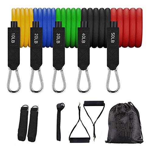 Resistance Bands Set, Exercise Bands with Handles, Home Gym Training Tubes with Door Anchor & Ankle Resistance Bands Set, Exercise Bands with Handles, Home Gym Training Tubes with Door Anchor & Ankle
