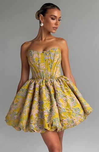 Satin Homecoming Dresses 2025 Strapless Flower Bud Short Corset Formal Cocktail Dress for Teens4