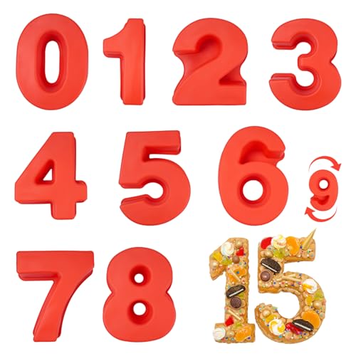 inodiref 9 Stück Silikon Backform Zahlen 0-8 Kuchenform für Geburtstag...
