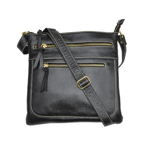 Bolsa Feminina Transversal Couro Legítimo (Preta)