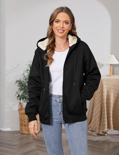PUWEI Women's Winter Warm Fleece Jackets Thick Sherpa Lined Zip up Hoodies Heavyweight Sweatshirt Coat2