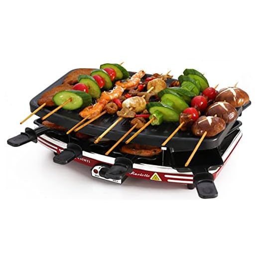 VNIMTI Raclette Racklet Racellete Electric Table Grill for 8, Portable Korean BBQ Grill Indoor & Cheese Raclette, Raclette Machine, Smokeless Indoor Grill, Adjustable Temperature Control, 1100W