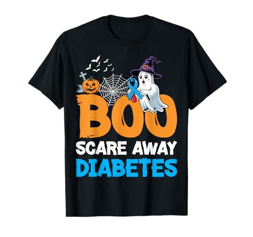 Boo Scare Away Diabetes - T1D T2D Warriors Halloween T-Shirt
