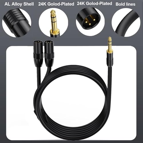 Cable adaptador Jack 6.35mm a 2x 3 Pines macho doble miniatura 7