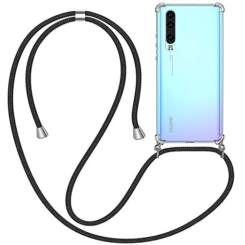 omitium Handykette Handyhülle für Huawei P30, Transparent Hülle mit Band Huawei P30 Handyband Halskette Schutzhülle mit Kordel zum Umhängen Cover TPU Bumper Huawei P30 Case