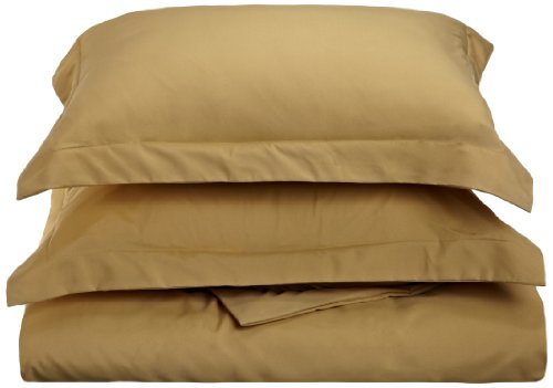 Lamma Loe Silky Soft Solid Microfiber Luxury 3-Piece Duvet Cover Set, Includes Pillow Shams-King, Camel