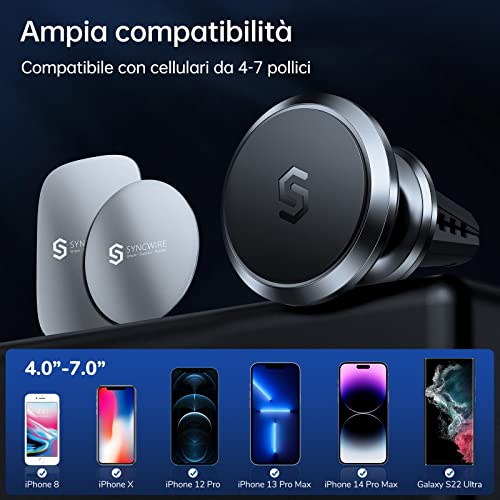 Syncwire Supporto Auto Smartphone Magnetico - Universale Porta Cellulare Air Vents Supporti Telefono Auto Compatibile Con Iphone 14 13 12 Pro Max/12/11/11 Pro/Xr/Xs/X/8/7, Samsung, Xiaomi, Huawei, Lg - 7
