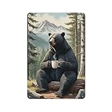 CDSASHCA Rustic Bear,Coffee,Mountain-Themed Metal Tin Signs for Cozy Cabin And Lodge Decor,Vintage Wall Art Perfect for Adding A Warm,Outdoorsy Touch to Your Lake House,Kitchen,Living Room 8x12 inch