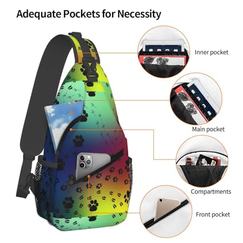 Paw Prints Pattern Stylish Men'S Messenger Bag - Durable Polyester, Huge Capacity & Adjustable Strap4
