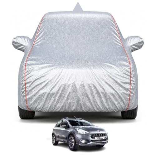 Image of Premium Car Cover For Fiat Urban Cross Model |100% Waterproof, UV & Dust Protection full body cover |Mirror & Antenna Pocket | Triple Stitched, Soft Inner Lining, Belt & Buckle (Metalic Silver)
