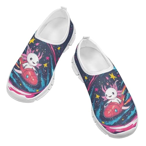 Girls Slip On Sneakers Cute Kids Tennis Running Shoes Axolotl Themed