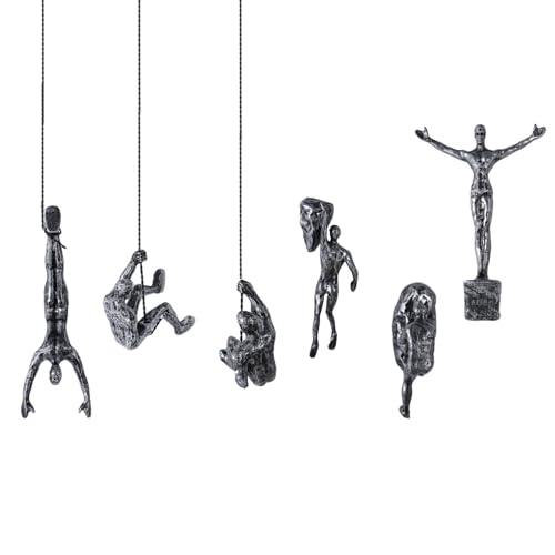 Opiniones de Esculturas - los más vendidos. 44 XYQXYQ Juego de 6 esculturas de pared de hombres escalando, arte de pared decorativo moderno nórdico de simplicidad, esculturas de hombres escaladores, regalos de escaladores para...