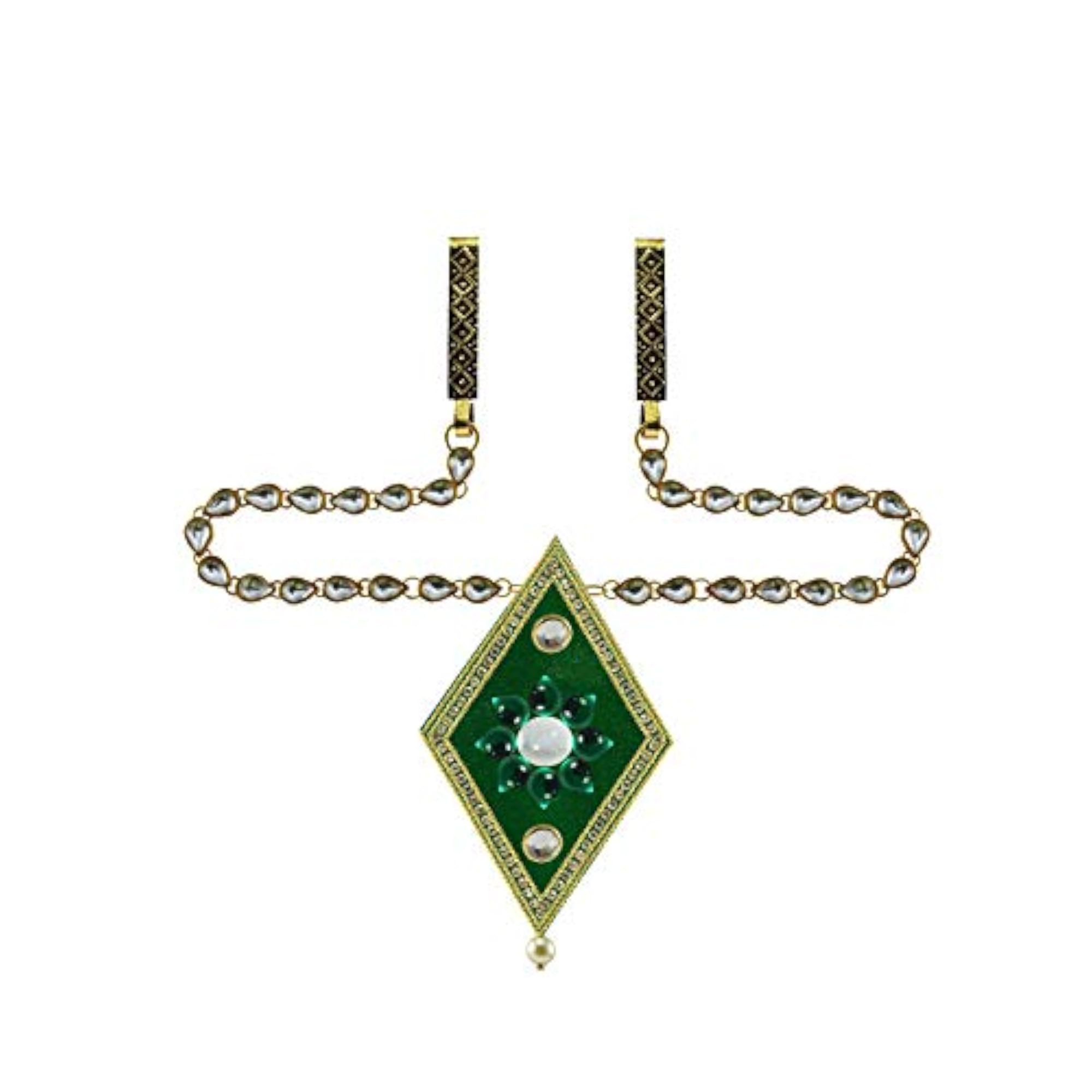 Women's Solid Brass Kunudun Stone Stud Platted Waist Belt, Multicolor