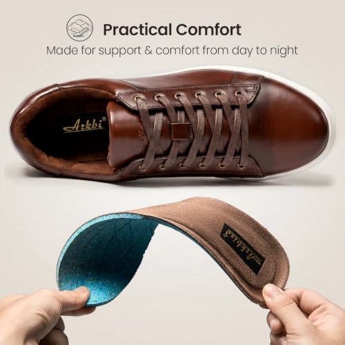 Image of Arkbird Mens Casual Shoes Leather Fashion Sneakers Business Casual Dress Sneakers Lace-up Oxford Shoe for Men