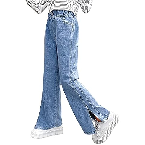 Rolanko Girls Bootcut Ripped Jeans for Kids Cover