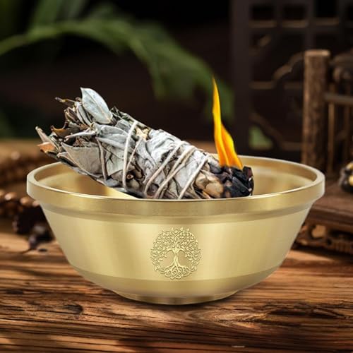 Cuenco de pentagrama Generisch de metal y cristal para rituales de meditación 7