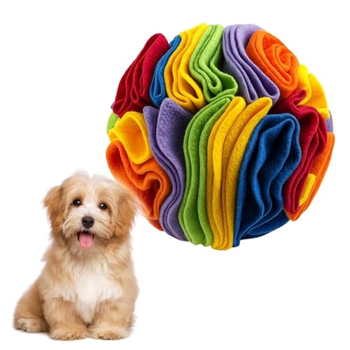 Yuwnd Schnüffelball Hund Schnüffelball für Hunde 10 cm Hundespielzeug Intelligenz Intelligenzspielzeug für Hunde Geruchstraining Langsames und Füttern (Regenbogenfarben)