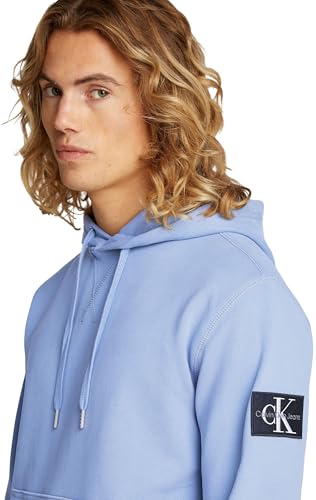 Calvin Klein Herren Hoodie Badge mit Kapuze, Blau (Tempest), XXS – Ansicht 3