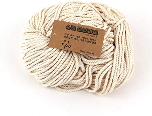 Super Macrame Cord 4mm x 87yd (80m) Natural Color Cotton Handmade Wall Hangings Plant Hanger Crochet Dream Catcher DIY Craft Rope