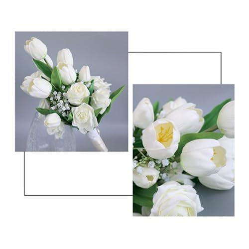 Ramo de novia de aspecto real en cascada artificial con flores vintage premium 6