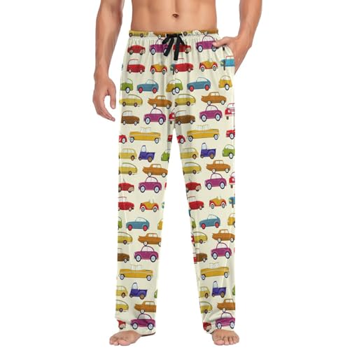 Cute Cartoon Car Men's Pajama Pants Soft Lounge Lightweight with Drawstring and Pockets3