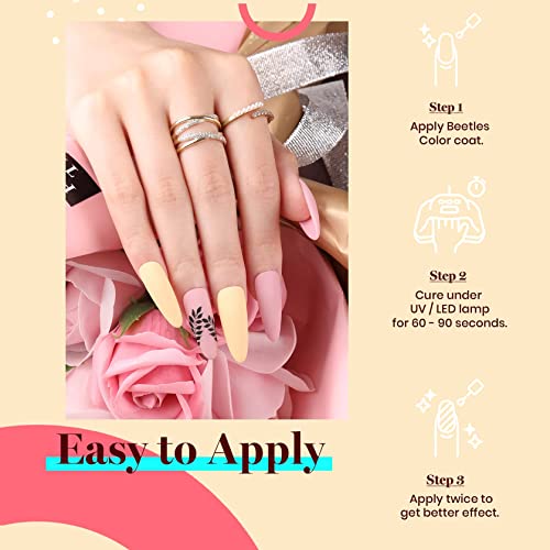 Image of Beetles Yellow Gel Polish - Lemon Chiffon 15ML /0.51Fl Oz, Pastel Yellow Gel Nail Polish, Soak Off UV LED Lamp Nails Art, Long-Lasting Manicure Salon DIY Home Bright Nails