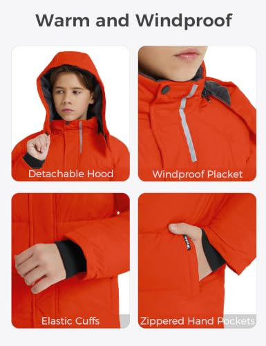 Image of wantdo Boys Puffy Winter Coats Fleece-Lined Snow Jackets Removable Hood
