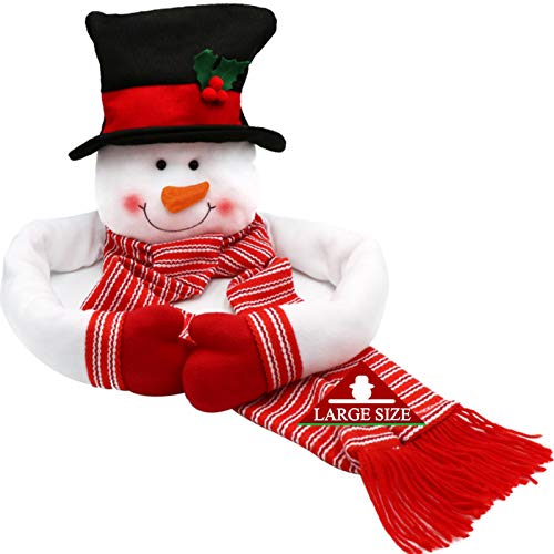 OurWarm Christmas Tree Topper Snowman Hugger with Large Hat Shawl and Poseable Arms Holiday Decorations Winter Wonderland Decoration Xmas Party Supplies