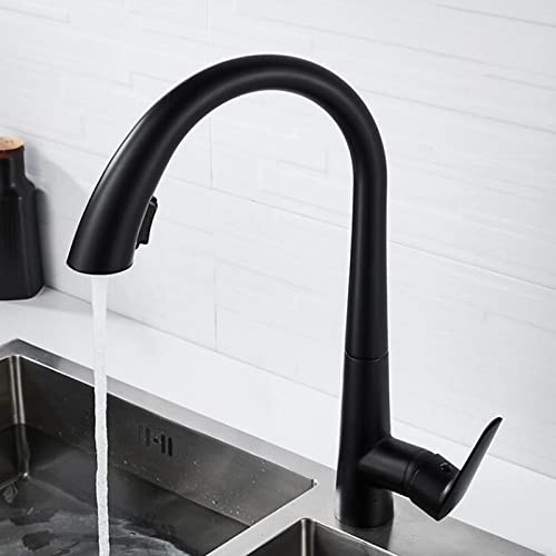 Robinet mitigeur de cuisine noir pour évier moderne avec douchette extractible pratique - 6