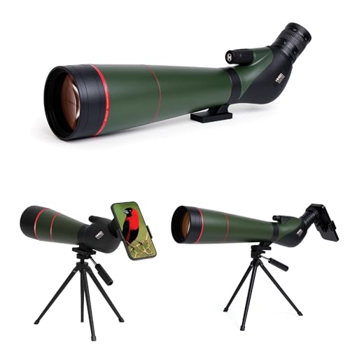 Image of Hiniso 100mm Spotting Scope with Tripod & Phone Adapter | 25-75x Dual Focus Zoom HD Telescope for Bird Watching, Stargazing, Target Shooting | Waterproof BAK4 Prism, Carry Case Included (25-75x100)