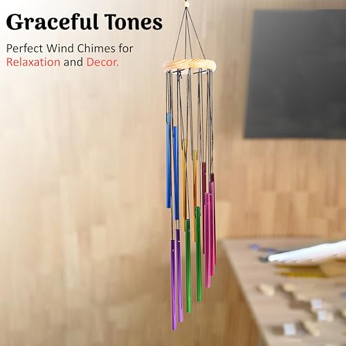 Image of ZAICUS Multicolor Wind Chime, Windchime for Balcony, Garden, Patio - Home Decor Items (12 Tubes) Chimes for Home Positive Energy Metal Wind Chimes - Home Decor Items Stylish - Housewarming Gifts