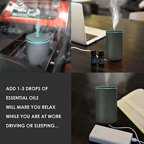 Essential Oil Diffuser, Usb Mini Car Diffusers For Essential Oils Aromatherapy Diffuser Cool Mist Humidifier With 7 Colors Lights Waterless Auto Off For Car Home Office Room (Grey) #TOP4