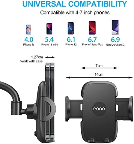 Amazon Brand  Eono Car Phone Holder Windscreen Dashboard, Universal Suction Mobile Phone Cradle Compatible with iPhone 14/13/12/11 Pro Max Samsung HuaWei
