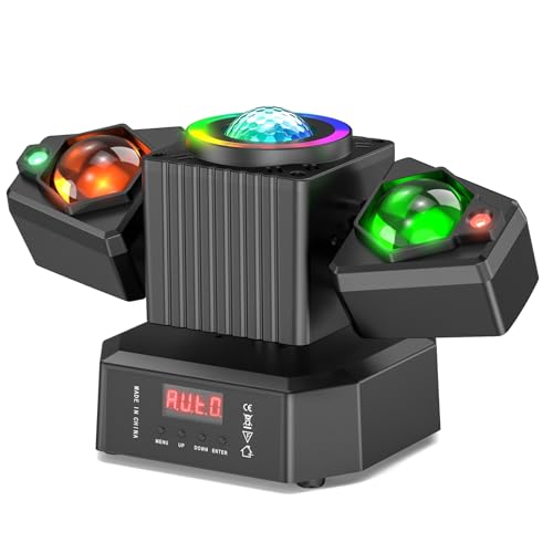 Two-Armed Moving Head Lights with RGBW 4-in-1 Stage Lighting Effect and Starry Effect Controlled by Remote,DMX512,AUTO,Sound-Activated and Master-Slave in DJ Party Concert Church Wedding Theater