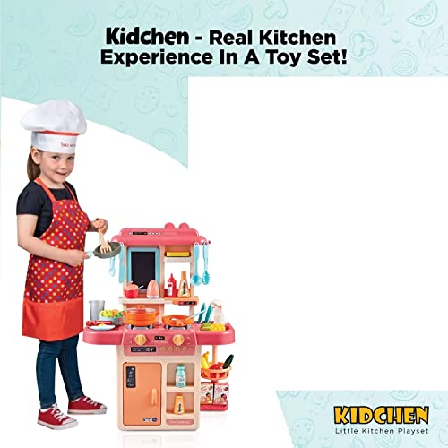 Image of PLUSPOINT Big Kitchen Play Set with Accessories Kids Kitchen Set with Realistic Light Sound Steam Simulation Cooking Pretend Play with Water Outlet-Toys for Toddlers Children & Girls (Big Kitchen-1)