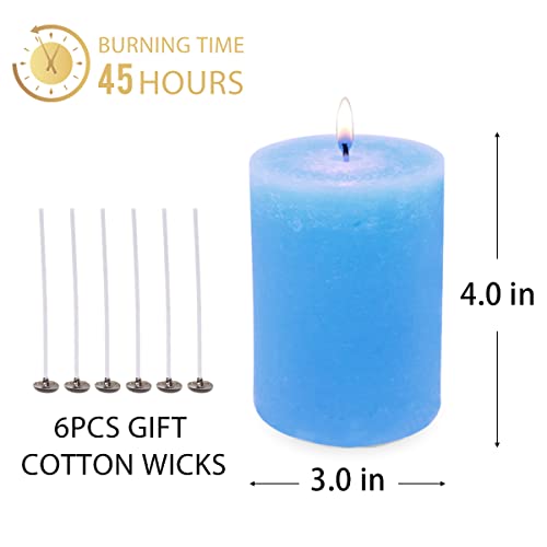 3 Pack 3X4 Inch Pillar Candles, Unscented Column Candles For Home Restaurants Spa Church Weddings, Smokeless Dripless And Clean Burning Emergency Candle - Light Blue #TOP4