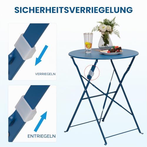 Grand patio Bistro Set 3 Stück, Gartenmöbel Set, Sitzgruppe 2 Stühle und 1 Tisch, Premium Stahl, Klappbar, Balkonset für Hof, Garten… – Ansicht 6
