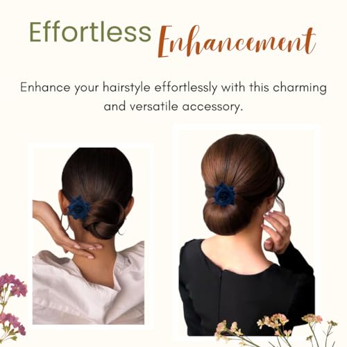 Image of Hair Flare Artificial Plastic & Metal Rose Flower with An Abundance of Petals Design Hairpin /Hair Clip /Judabun | Bridal Hair Accessories, Wedding, Festival for Women & Girls - 2700, Set of 2
