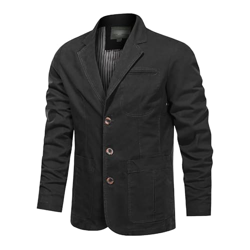 Men Blazer Suit Jacket Casual Solid Cotton Twill Suit Loose Fit Tops Three-Buttons Blazer Jacket Coats Outwear2