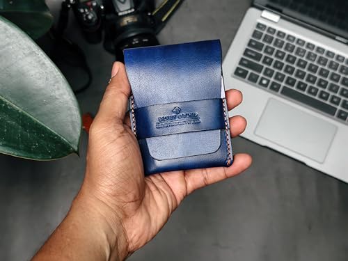 Image of Desert Orchid Fold | Minimalist Leather Fornt Pocket Wallet (Navy Blue)