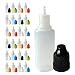 510 Central 15mL LDPE Plastic Thin Tip Dropper Bottles (25 Pack, Multi Color Caps)