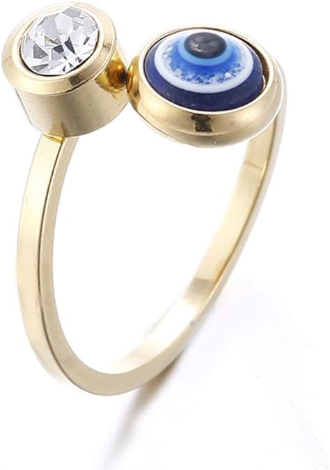 El Regalo Stainless Steel Evil Eye Adjustable Finger Ring for Girls & Women | Anti Tarnish Evil Eye Protection Ring Jewelry (B08L9FK13S) Amazon Price History, Amazon Price Tracker