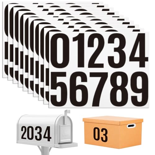 10 Blatt Zahlen Aufkleber,10 cm Mailbox Nummern Aufkleber,Wetterfest Klebezahlen, 0-9 Vinyl Sticker Zahlen,100 Stück Nummernaufkleber für Briefkasten Hausnummer Postkasten Schilder (Schwarz)