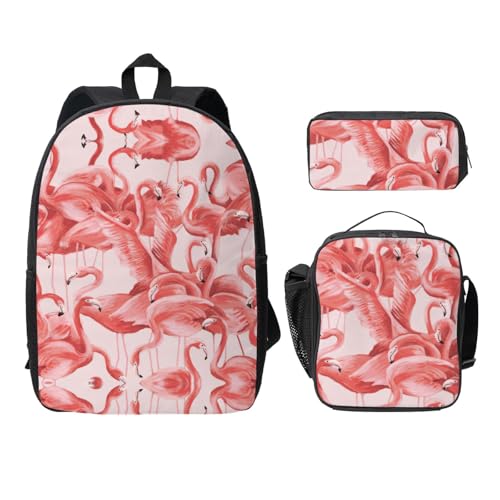 Sac à dos école intermédiaire EdWal Flamingo1 3 pièces noir avec trousse