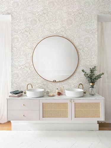 Micpolo Peel and Stick Wallpaper Boho Grey Wall Paper Grey and White Floral Wallpaper for Bedroom Bathroom Removable Self-adhsive Contact Paper for Cabinets Nursery Shelf Liner 17.3" x 118" - image 4
