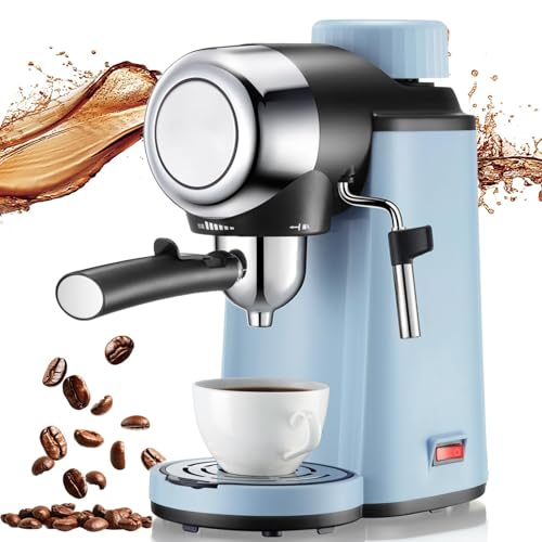 Coffee Maker With Milk Frother 800W, 5 Bar Espresso Automatic Steam Pressure Control Coffee Machine with Filter, 240ml Water Tank, for Home, Office off white