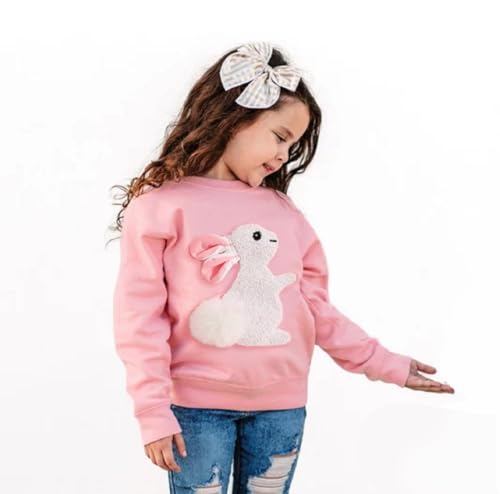 Dcohmch Toddler Girl Boy Easter Outfit Bunny Embroidered Shirt Sweatshirt Long Sleeve Pullovers Baby Spring Clothes2